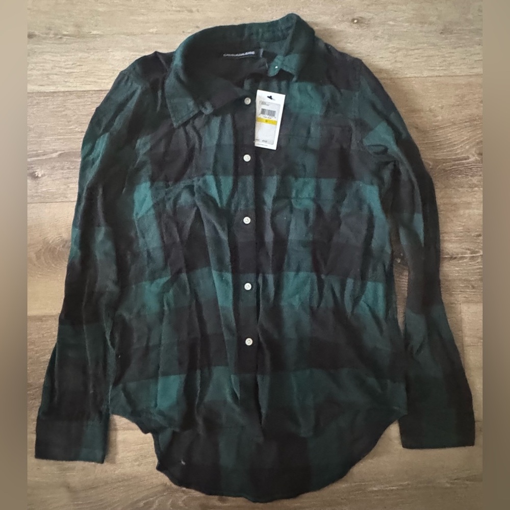 Women’s Calvin Klein Green and Black Checkered Shirt